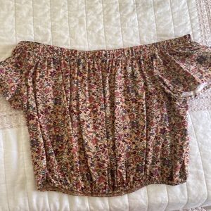 Cropped off the shoulder floral top